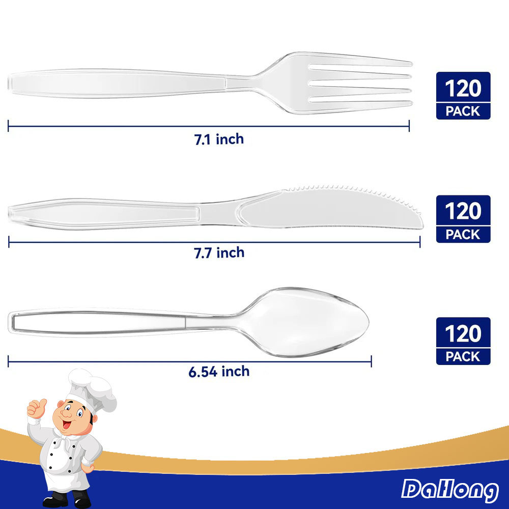 360 Count Extra Heavy white Silverware, 120 Forks, 120 Spoons, 120 Knives, BPA-Free, Heat Resistant, Disposable Plastic Utensils Set, Plastic Cutlery Set, Plasticware Bulk - Image 9