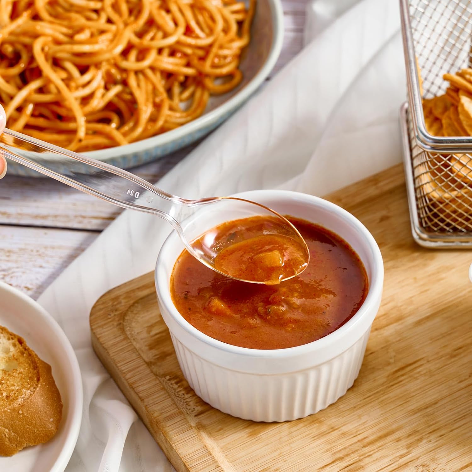 Clear Heavy Duty Disposable Plastic Flatware& Spoons - Party & Wedding Use - Image 2