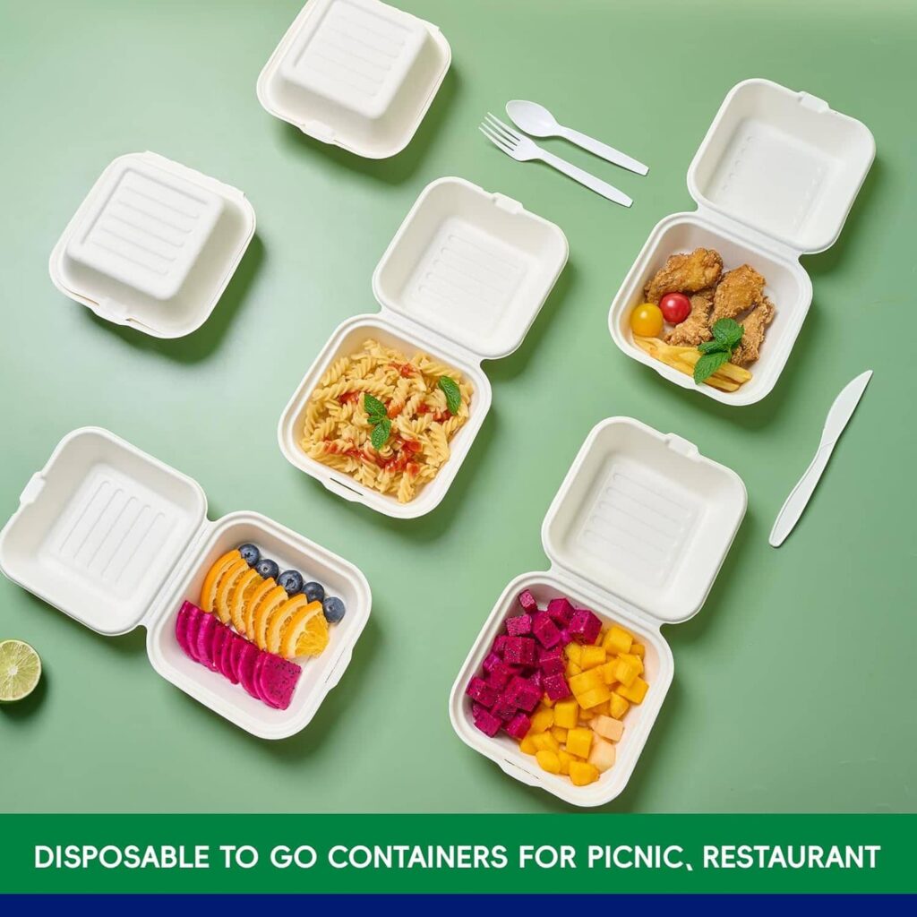 Clamshell Take Out Food Containers, [6 * 6] To Go Containers Disposable ...