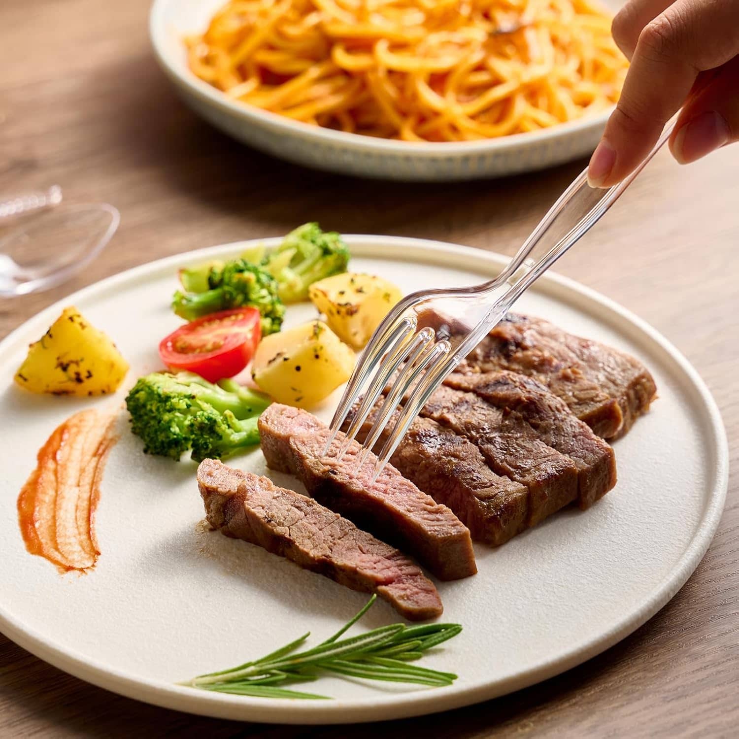 Clear Heavy Duty Disposable Plastic Flatware&Forks- Party & Wedding Use - Image 3