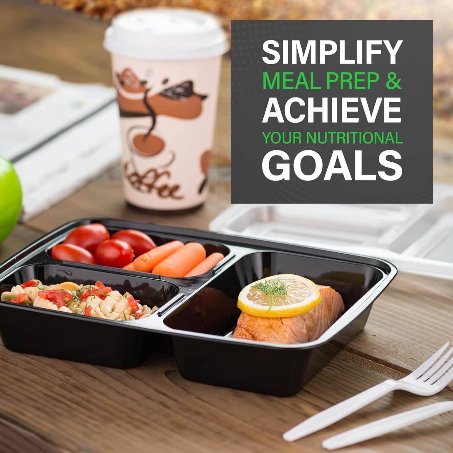 34 oz Meal Prep Containers Reusable with Lids 3-Compartment, To Go Take Out Plastic Food Storage Containers, Sturdy Leakproof Food Safe, Microwave Freezer Dishwasher Safe, Silver - Image 5