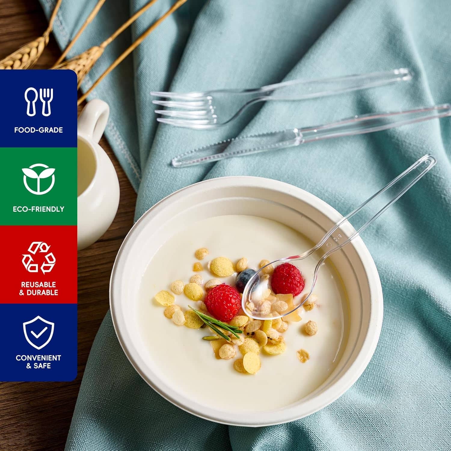 360 Count Extra Heavy Duty Clear Plastic Silverware, 120 Forks, 120 Spoons, 120 Knives, BPA-Free, Heat Resistant, Disposable Plastic Utensils Set, Plastic Cutlery Set, Plasticware Bulk - Image 3