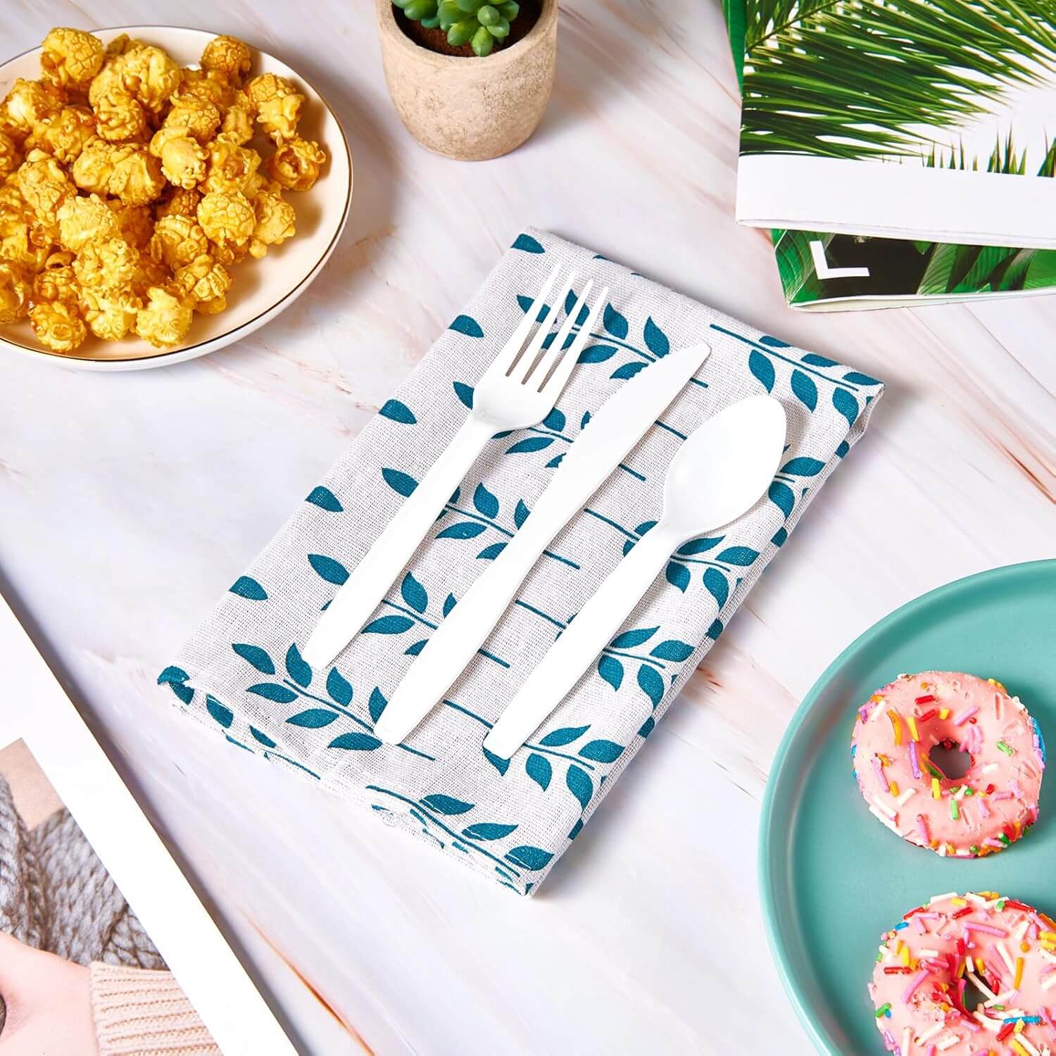 360 Count Extra Heavy white Silverware, 120 Forks, 120 Spoons, 120 Knives, BPA-Free, Heat Resistant, Disposable Plastic Utensils Set, Plastic Cutlery Set, Plasticware Bulk - Image 3