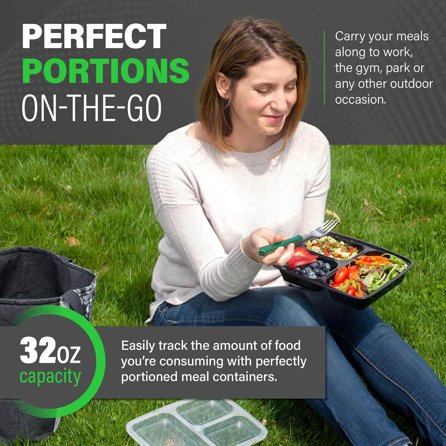 34 oz Meal Prep Containers Reusable with Lids 3-Compartment, To Go Take Out Plastic Food Storage Containers, Sturdy Leakproof Food Safe, Microwave Freezer Dishwasher Safe, Silver - Image 6