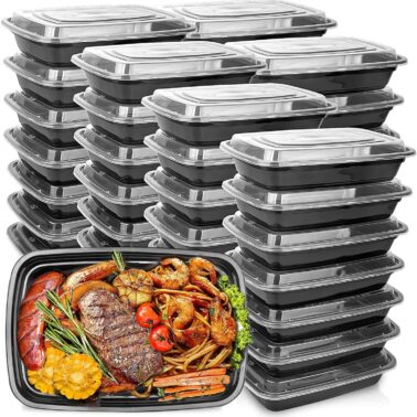 Food Prep Containers, 1000ML/ 34 OZ Microwavable Food Storage Containers with Lids, Reusable Plastic lunch Containers Lunch Boxes- Stackable, Reusable Dishwasher Safe