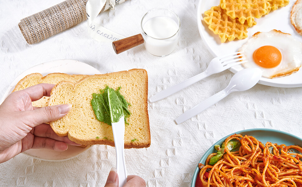 360 Count Extra Heavy white Silverware, 120 Forks, 120 Spoons, 120 Knives, BPA-Free, Heat Resistant, Disposable Plastic Utensils Set, Plastic Cutlery Set, Plasticware Bulk - Image 6