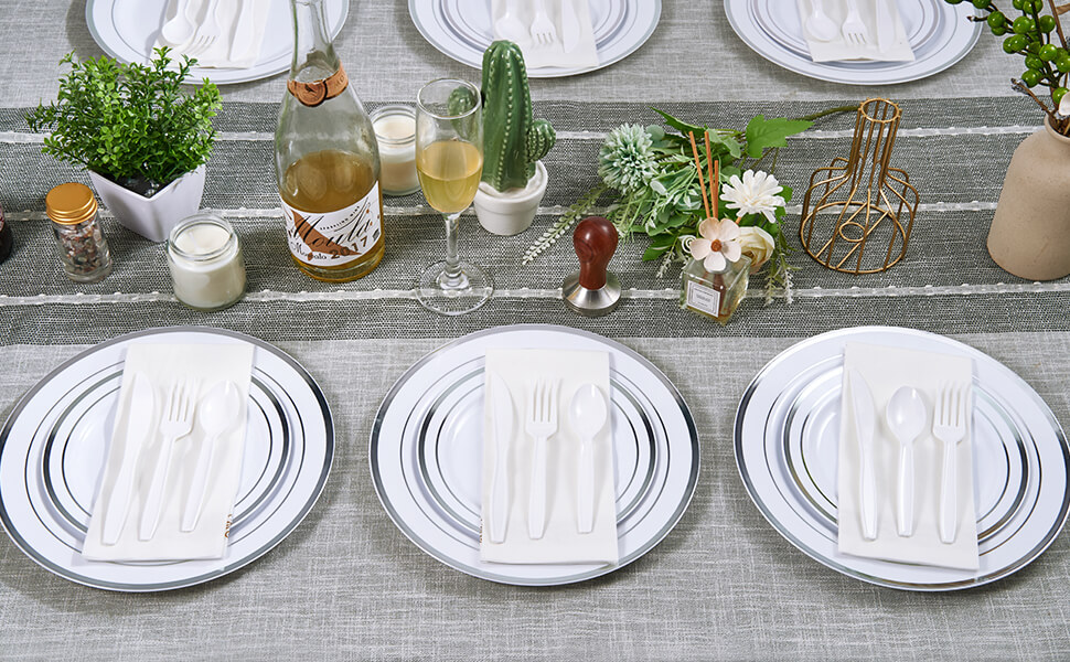 360 Count Extra Heavy white Silverware, 120 Forks, 120 Spoons, 120 Knives, BPA-Free, Heat Resistant, Disposable Plastic Utensils Set, Plastic Cutlery Set, Plasticware Bulk - Image 4