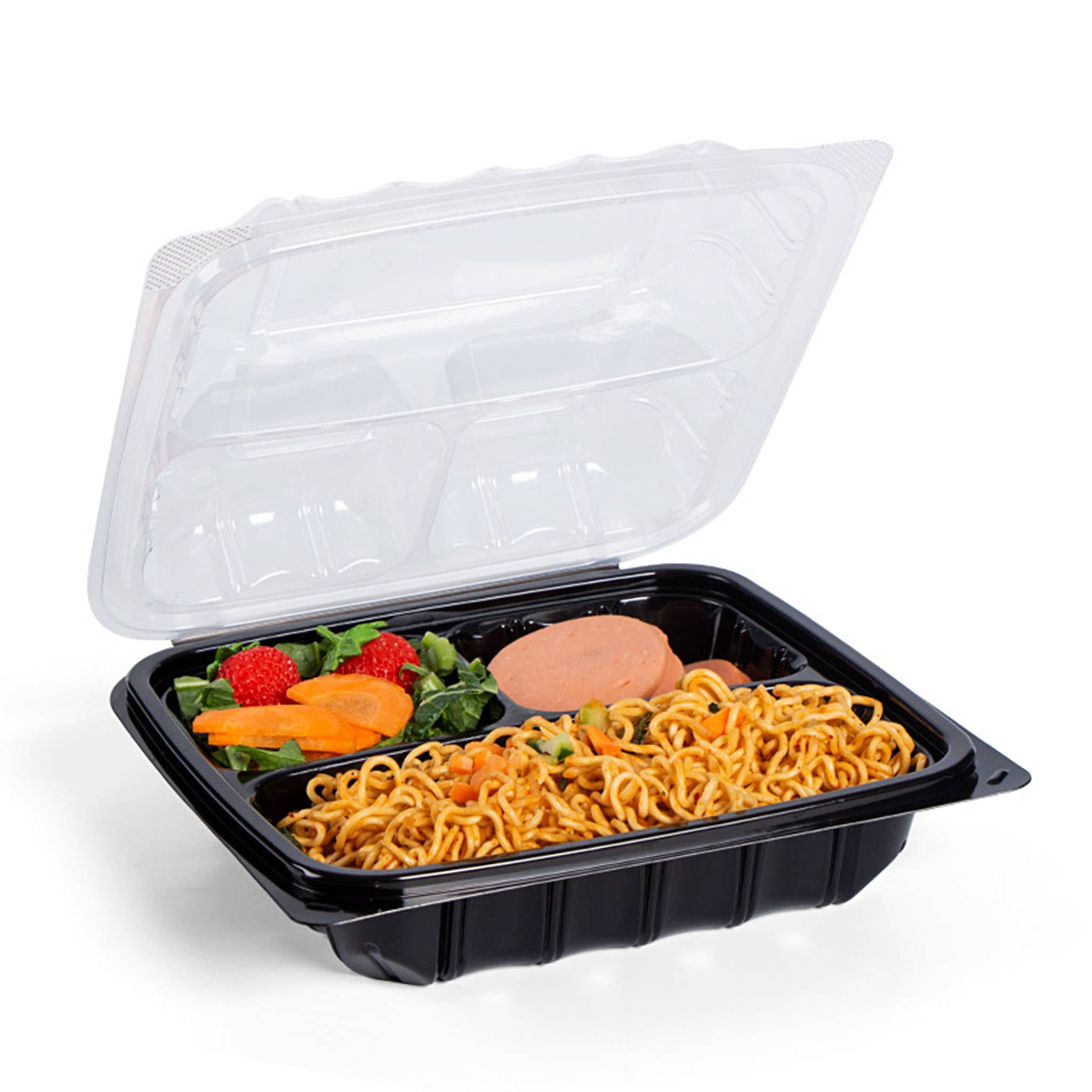 100 sets of meal boxes, with a super thick design, featuring 3 compartments, 8-inch and 9-inch microwaveable and reusable food containers (with lids) that can be used for food preparation once and then reused, stackable plastic food boxes (for easy storage), healthy food packaging suitable for freezing and washable in the dishwasher. They are more durable when reused. - Image 9