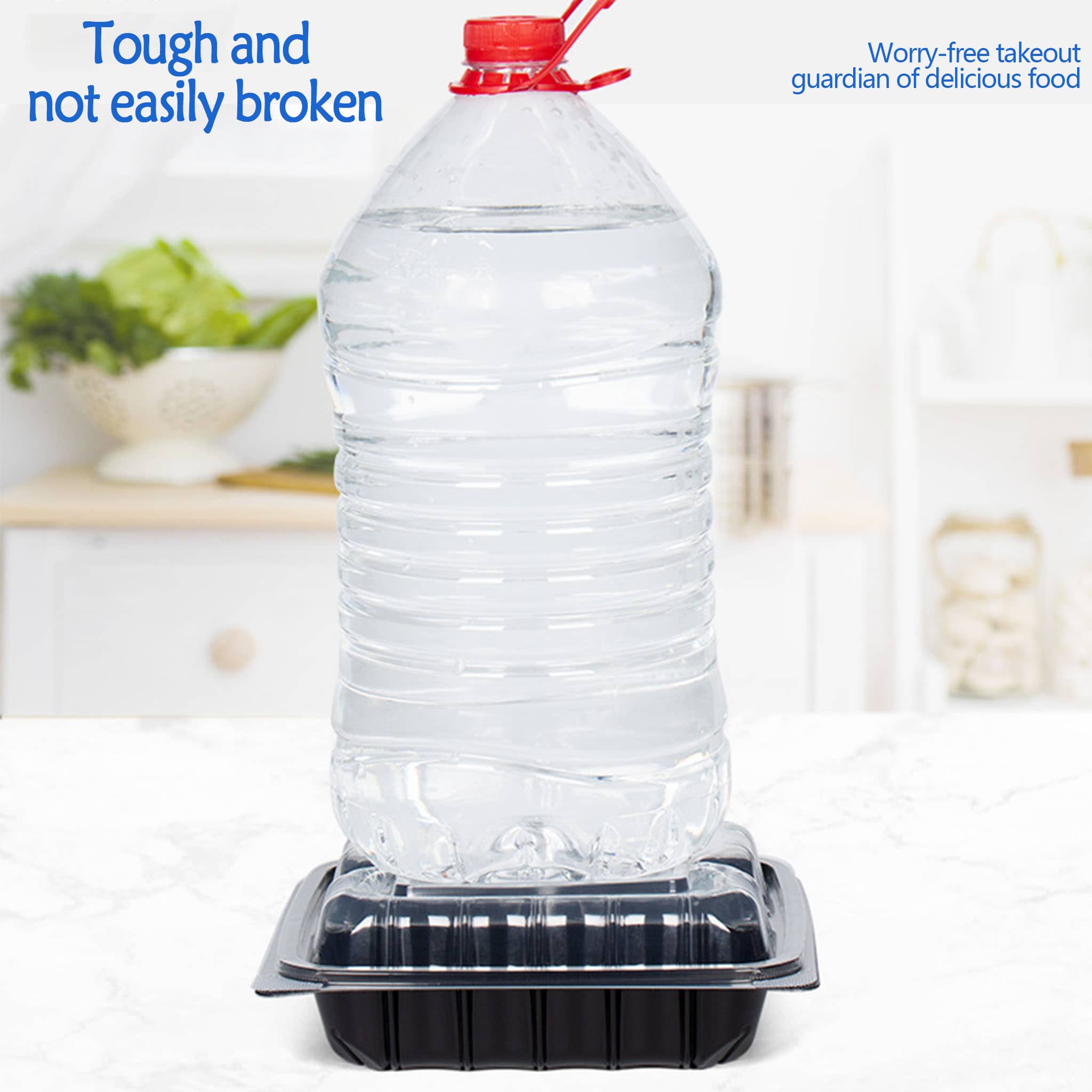 100 sets of meal boxes, with a super thick design, featuring 3 compartments, 8-inch and 9-inch microwaveable and reusable food containers (with lids) that can be used for food preparation once and then reused, stackable plastic food boxes (for easy storage), healthy food packaging suitable for freezing and washable in the dishwasher. They are more durable when reused. - Image 7