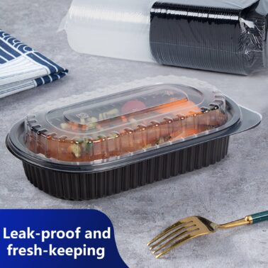 Extra-thick 32 OZ microwaveable reusable food container with lid, disposable lunch box for food preparation, plastic food box (stackable), freezer-friendly and dishwasher-safe healthy food packaging. Reusing is more durable.