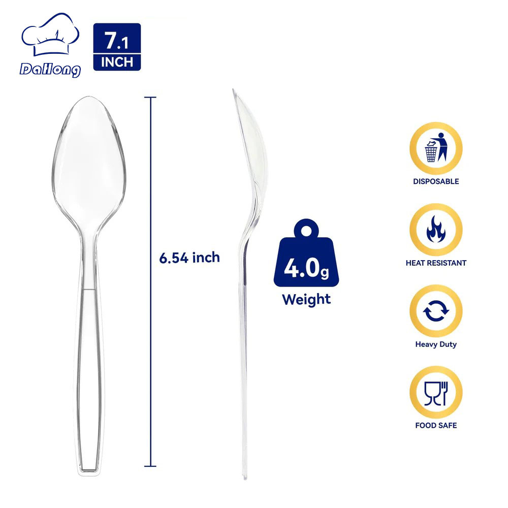 Clear Heavy Duty Disposable Plastic Flatware& Spoons - Party & Wedding Use - Image 10