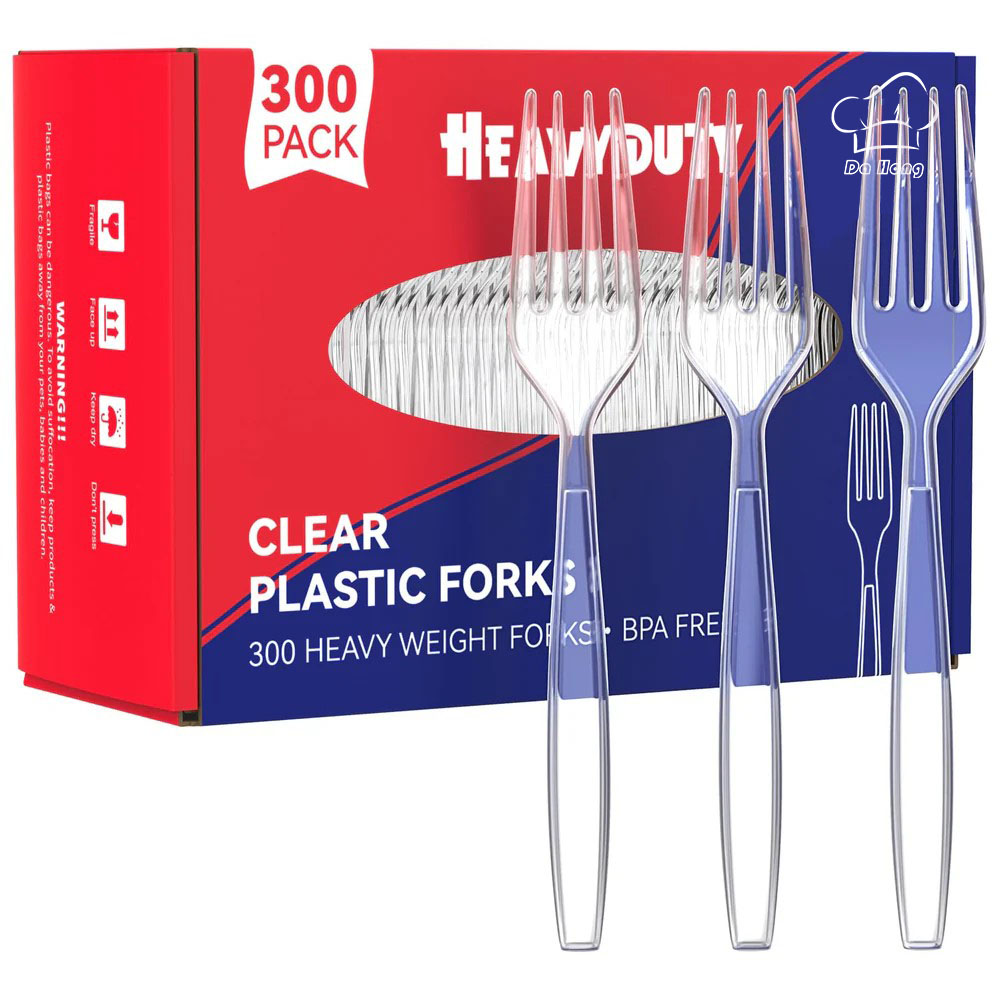 Clear Heavy Duty Disposable Plastic Flatware&Forks- Party & Wedding Use