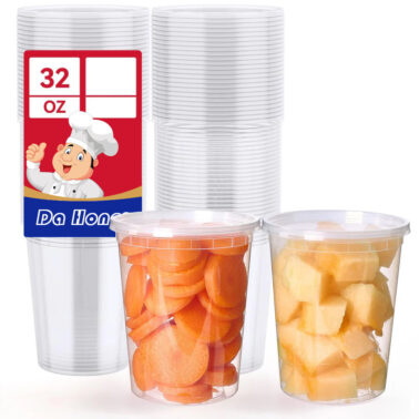 32 oz Plastic Deli Containers with Lids, Slime, Soup, Meal Prep Containers | BPA Free | Stackable | Leakproof | Microwave/Dishwasher/Freezer Safe