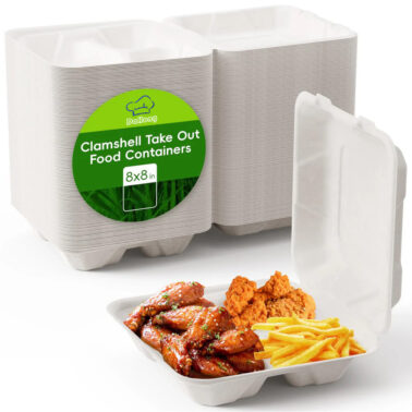 White 3-Compartment Microwave-Safe Compostable Take Out Food Containers with Lids - Office Lunches & Picnics