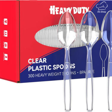 Clear Heavy Duty Disposable Plastic Flatware& Spoons - Party & Wedding Use
