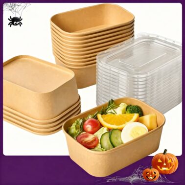 Brown Microwavable Round Heavy Duty Wholesale Paper Soup Containers with Clear Lids - Hot Soup & Storing Food